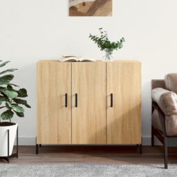 Berkfield Home Sideboard Sonoma Oak 90x34x80 cm Engineered Wood in Brown - Size: 90 x 34 x 80 cm - thumbnail 1