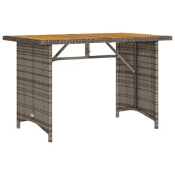 Berkfield Home Garden Table with Wooden Top Grey 110x68x70 cm Poly Rattan - Size: 110 x 68 x 70 cm - thumbnail 2