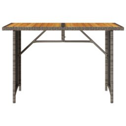 Berkfield Home Garden Table with Wooden Top Grey 110x68x70 cm Poly Rattan - Size: 110 x 68 x 70 cm - thumbnail 4