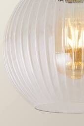 ValueLights Maddison Clear Ribbed Glass Globe Shades Flush Ceiling Light in Silver - thumbnail 5