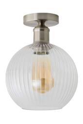 ValueLights Maddison Clear Ribbed Glass Globe Shades Flush Ceiling Light in Silver - thumbnail 6