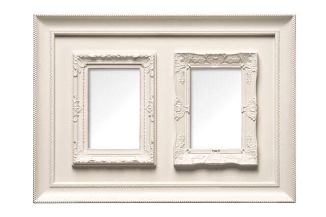 Orsina Black Meta 2 Photo Frame, Dual Picture Frame with Embossed Decorative Border, Picture Holder With Glass Panes in Cream - image 1