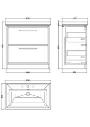 Balterley Bathroom Floor 2-Drawer Vanity Unit with Fireclay Basin, Grey, 800mm in Grey - thumbnail 2