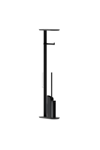 Cosmic Silicone Toilet Brush with Toilet Roll Holder, Black, FLAT Collection in Jet Black - image 1