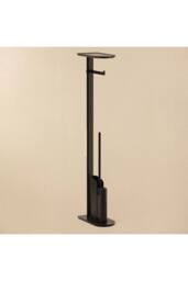 Cosmic Silicone Toilet Brush with Toilet Roll Holder, Black, FLAT Collection in Jet Black - thumbnail 2