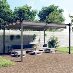 Berkfield Home Sturdy Garden Gazebo with Retractable Roof 4x3 m Anthracite in Black - thumbnail 2