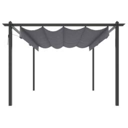 Berkfield Home Sturdy Garden Gazebo with Retractable Roof 4x3 m Anthracite in Black - thumbnail 4