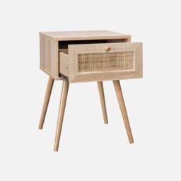 sweeek Pair Of Woven Rattan Bedside Tables With Drawer in Light Brown - thumbnail 4