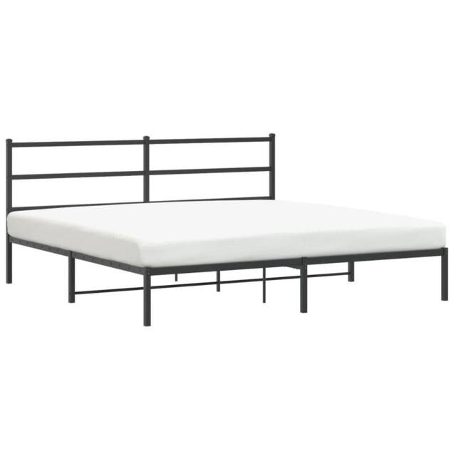 Berkfield Home Metal Bed Frame without Mattress with Headboard Black 180x200cm - Size: Super King - image 1