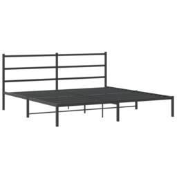 Berkfield Home Metal Bed Frame without Mattress with Headboard Black 180x200cm - Size: Super King - thumbnail 3