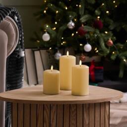 OHS Flameless LED Candles Set of 3 Xmas Decorative Lights in Cream