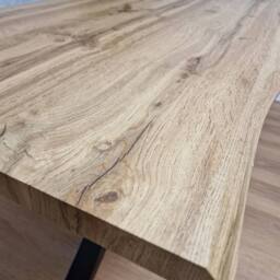 KOSY KOALA Durable Wooden Dining Table with X-Shaped Iron Legs, Curved Edge in Brown - thumbnail 5