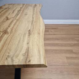 KOSY KOALA Durable Wooden Dining Table with X-Shaped Iron Legs, Curved Edge in Brown - thumbnail 6