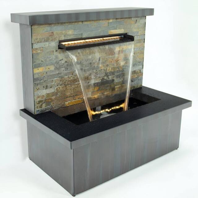 Primrose Sorrento Trough Zinc & Stone Water Feature Lights Indoor Outdoor 68cm - image 1