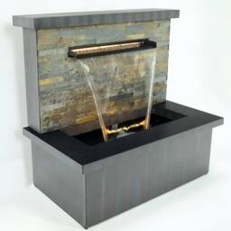 Primrose Sorrento Trough Zinc & Stone Water Feature Lights Indoor Outdoor 68cm - thumbnail 1