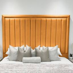 UK Bed Furniture Hampton Upholstered Bed Frame with 54-Inch Headboard - Slatted Base in Mustard - Size: Single - thumbnail 3