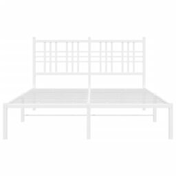 Berkfield Home Metal Bed Frame without Mattress with Headboard White 120x200cm - Size: Small Double - thumbnail 4