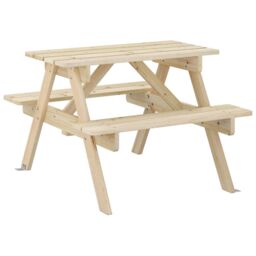 Berkfield Home Picnic Table for 4 Kids with Umbrella Hole Solid Wood Fir in Brown - thumbnail 6