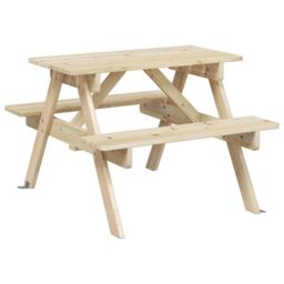 Berkfield Home Picnic Table for 4 Kids with Umbrella Hole Solid Wood Fir in Brown - thumbnail 2