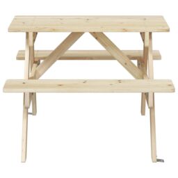 Berkfield Home Picnic Table for 4 Kids with Umbrella Hole Solid Wood Fir in Brown - thumbnail 4