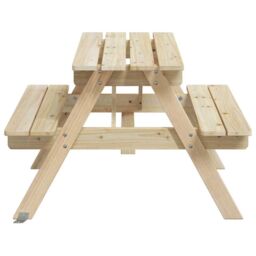 Berkfield Home Picnic Table for 4 Kids with Umbrella Hole Solid Wood Fir in Brown - thumbnail 5
