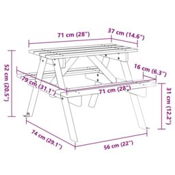 Berkfield Home Picnic Table for 4 Kids with Umbrella Hole Solid Wood Fir in Brown - thumbnail 8