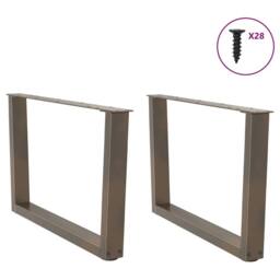Berkfield Home Dining Table Legs V-Shape 2 pcs Natural Steel 70x(42-43.3) cm Steel in Brown - thumbnail 5