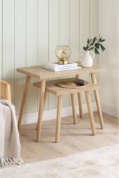 Birlea Herringford Nest Of Tables Oak Parquet Design in Brown - Size: 1 Pack - thumbnail 1