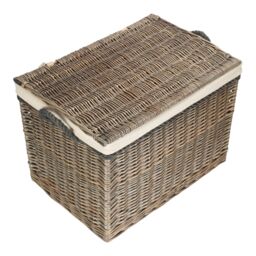 Red Hamper Wicker 58cm Lined Antique Wash Storage Basket in Natural - thumbnail 2