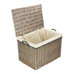 Red Hamper Wicker 58cm Lined Antique Wash Storage Basket in Natural