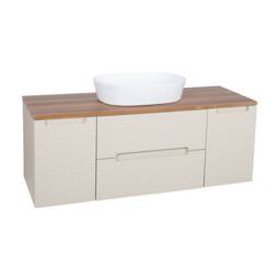 Bathroom Kingdom Monza Oatmeal & Walnut Fluted Wall Hung Vanity Drawer Basin 1200mm - thumbnail 1