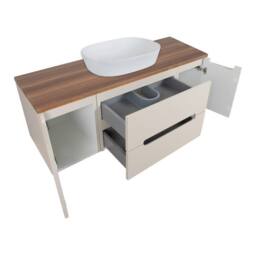 Bathroom Kingdom Monza Oatmeal & Walnut Fluted Wall Hung Vanity Drawer Basin 1200mm - thumbnail 2