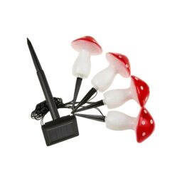 Marco Paul 4 Pack of Red Resin Mushroom Solar Stake Lights 10cm - thumbnail 8