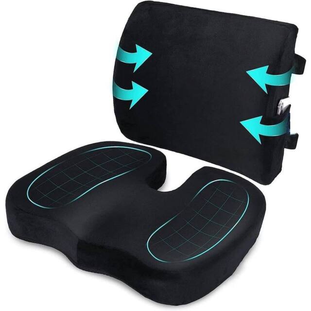 KORVIXA Lumbar Back Support Cushion Car Seat in Black - Size: 120 cm x 90 cm - image 1