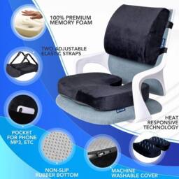 KORVIXA Lumbar Back Support Cushion Car Seat in Black - Size: 120 cm x 90 cm - thumbnail 3