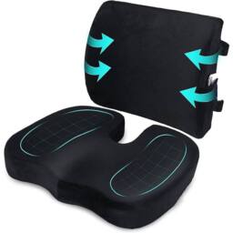 KORVIXA Lumbar Back Support Cushion Car Seat in Black - Size: 120 cm x 90 cm - thumbnail 1