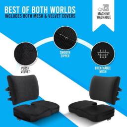 KORVIXA Lumbar Back Support Cushion Car Seat in Black - Size: 120 cm x 90 cm - thumbnail 4