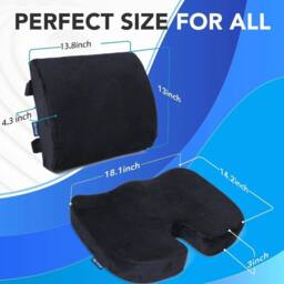 KORVIXA Lumbar Back Support Cushion Car Seat in Black - Size: 120 cm x 90 cm - thumbnail 2