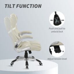 VINSETTO Fabric Office Desk Chair w/ Adjustable Height Tilt Function in Beige - thumbnail 5