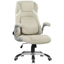 VINSETTO Fabric Office Desk Chair w/ Adjustable Height Tilt Function in Beige - thumbnail 2