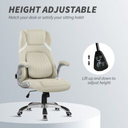 VINSETTO Fabric Office Desk Chair w/ Adjustable Height Tilt Function in Beige - thumbnail 4