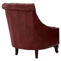 Orsina Red Leather Studded Armchair, Stately Lounge Chair With Quilted Backrest, Copper Studded Armrest Chair - thumbnail 5