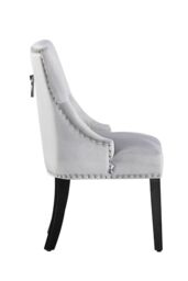Life Interiors Single 'Windsor' Knocker Back Velvet Dining Chair Solid Wood Legs in Light Grey - thumbnail 2