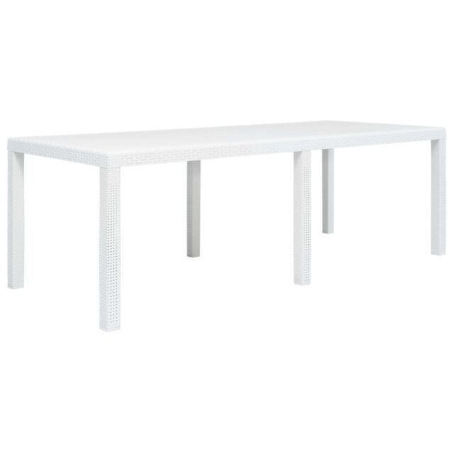 Berkfield Home Garden Table White 220x90x72 cm Plastic Rattan Look - Size: 220 x 90 x 72 cm - image 1