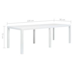Berkfield Home Garden Table White 220x90x72 cm Plastic Rattan Look - Size: 220 x 90 x 72 cm - thumbnail 5