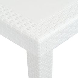 Berkfield Home Garden Table White 220x90x72 cm Plastic Rattan Look - Size: 220 x 90 x 72 cm - thumbnail 3