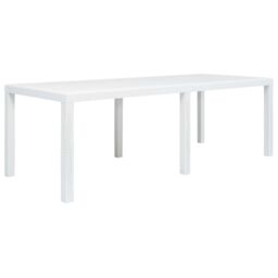 Berkfield Home Garden Table White 220x90x72 cm Plastic Rattan Look - Size: 220 x 90 x 72 cm - thumbnail 1
