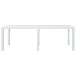 Berkfield Home Garden Table White 220x90x72 cm Plastic Rattan Look - Size: 220 x 90 x 72 cm - thumbnail 2