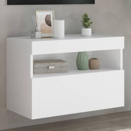 Berkfield Home TV Wall Cabinet with LED Lights White 60x30x40 cm - Size: 60 x 30 x 40 cm - thumbnail 2