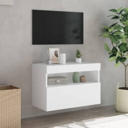 Berkfield Home TV Wall Cabinet with LED Lights White 60x30x40 cm - Size: 60 x 30 x 40 cm - thumbnail 5